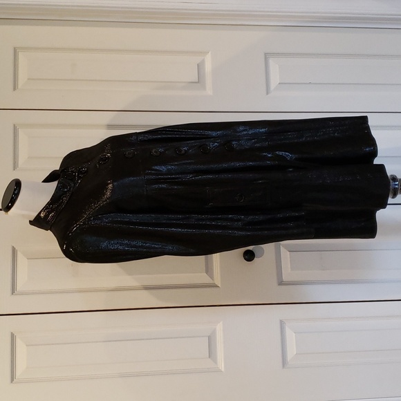 BURBERRY BLACK METALLIC GOATSKIN SUEDE SHIMMER LUXURY COAT US 4 SMALL - Picture 7 of 13